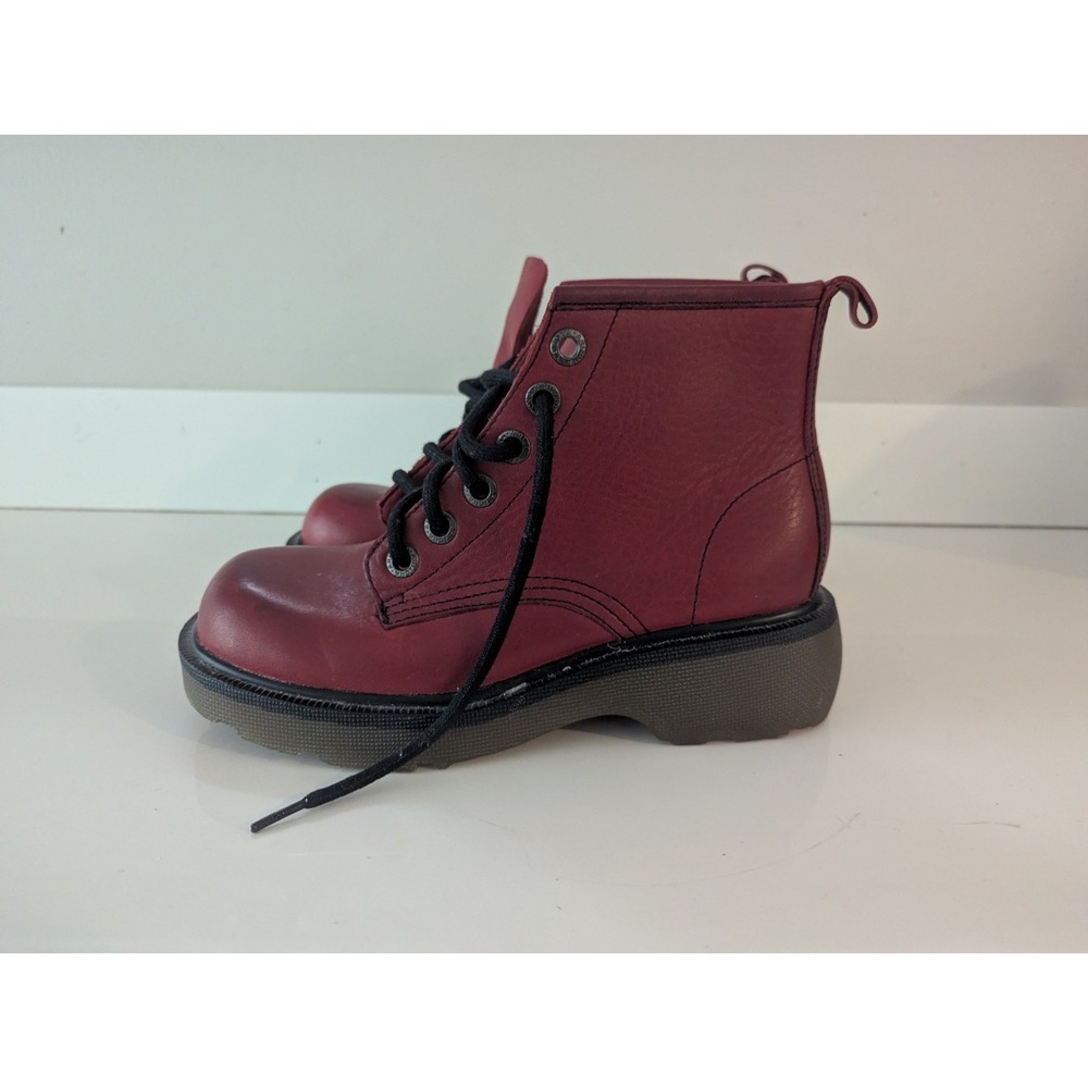 Vintage Arizona Jean Co Ankle Lace Up Boots Women's sz 6 Red Leather Y2K Grunge